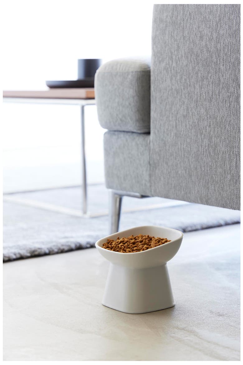 Tilted Pet Food Bowl, Alternate, color, WHITE