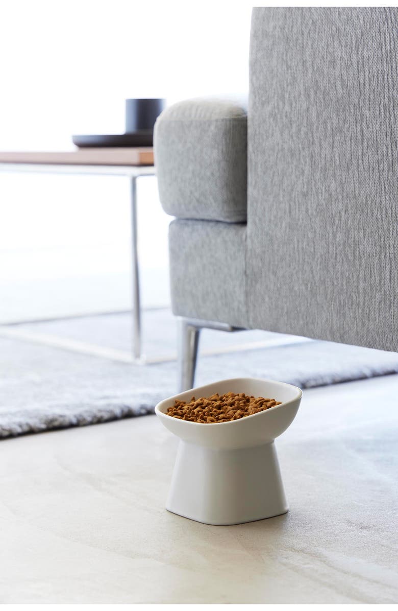 Yamazaki Tilted Pet Food Bowl, Alternate, color, White