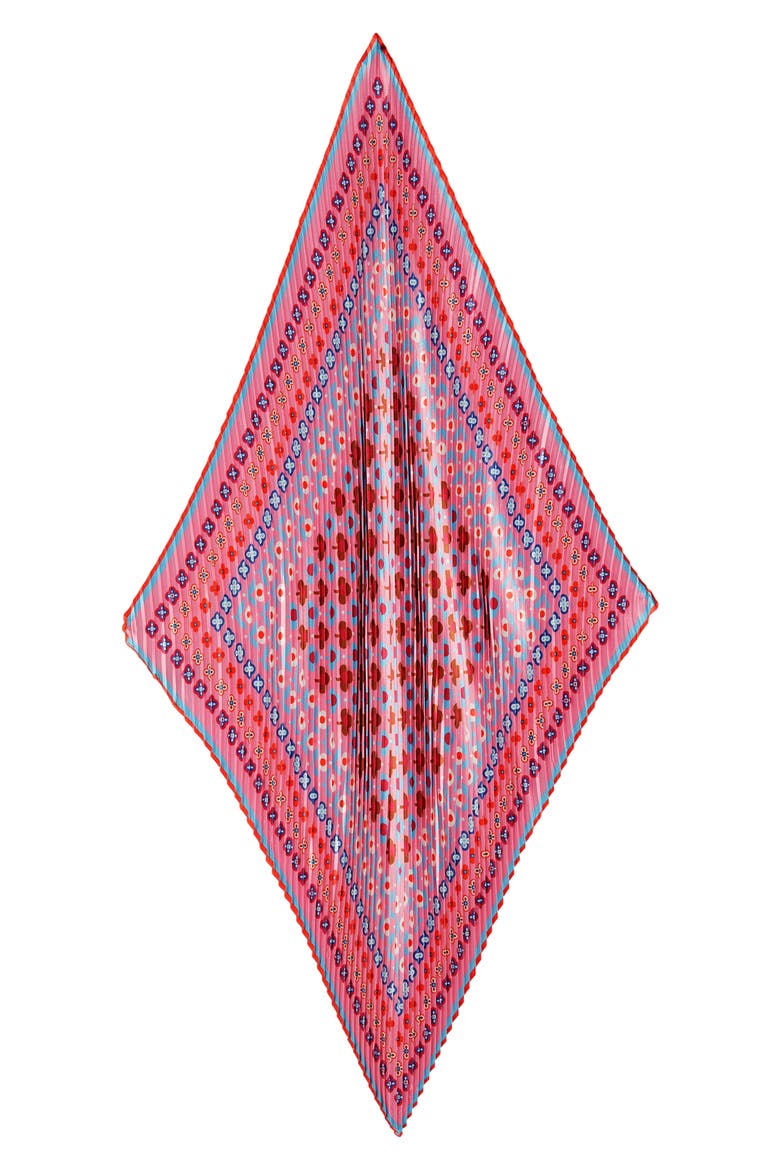 Clover Pleated Diamond Scarf, Alternate, color, BEACH PINK