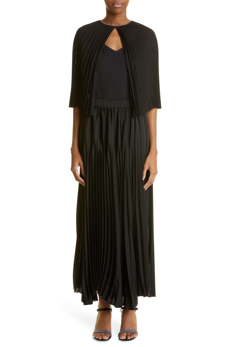 Beaded V-Neck Satin Camisole, Alternate, color, NERO