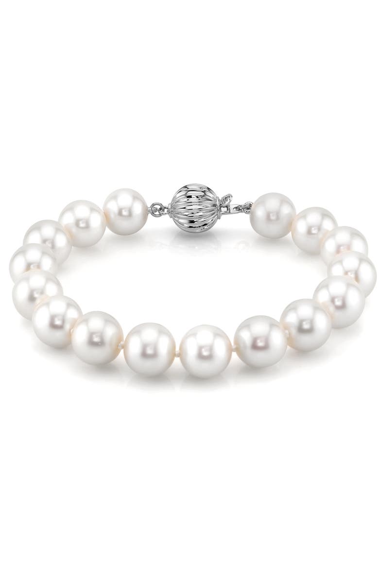 10.5-11.5mm White Freshwater Pearl Bracelet - Premier AAAA Quality, Main, color, White Gold Clasp