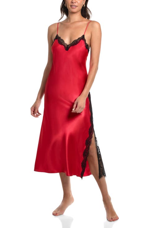 Britta Lace Trim Satin Nightgown