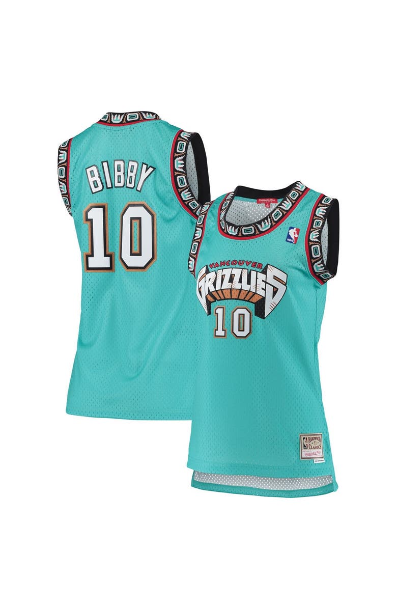 Mitchell & Ness Women's Mitchell & Ness Mike Bibby Turquoise Vancouver Grizzlies 1998/99 Hardwood Classics Swingman Jersey, Alternate, color, 
