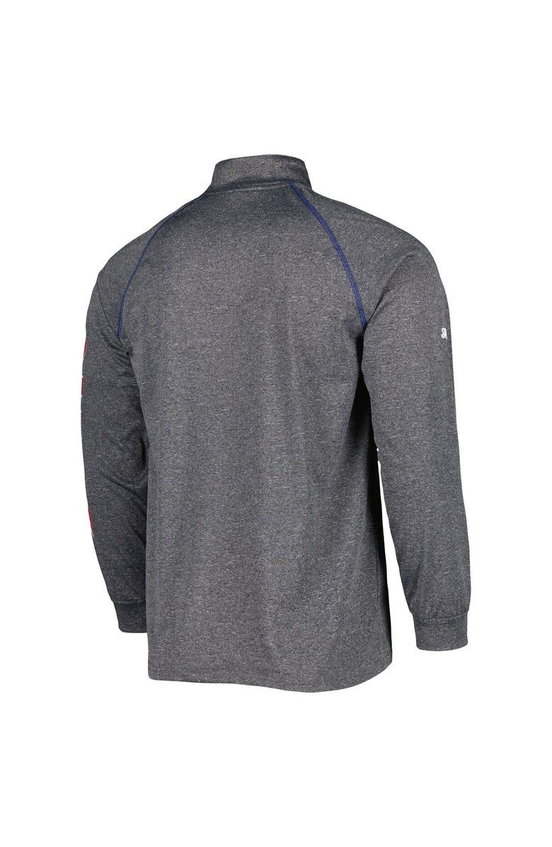 STITCHES Men's Stitches Heather Gray Chicago Cubs Wordmark Raglan Quarter-Zip Top, Alternate, color, 