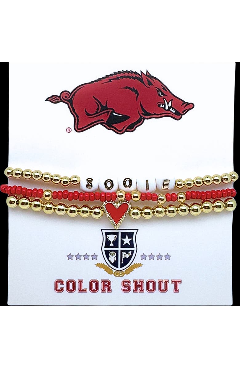 Color Shout Arkansas Love My College Bracelet Stack, Main, color, Yellow Gold