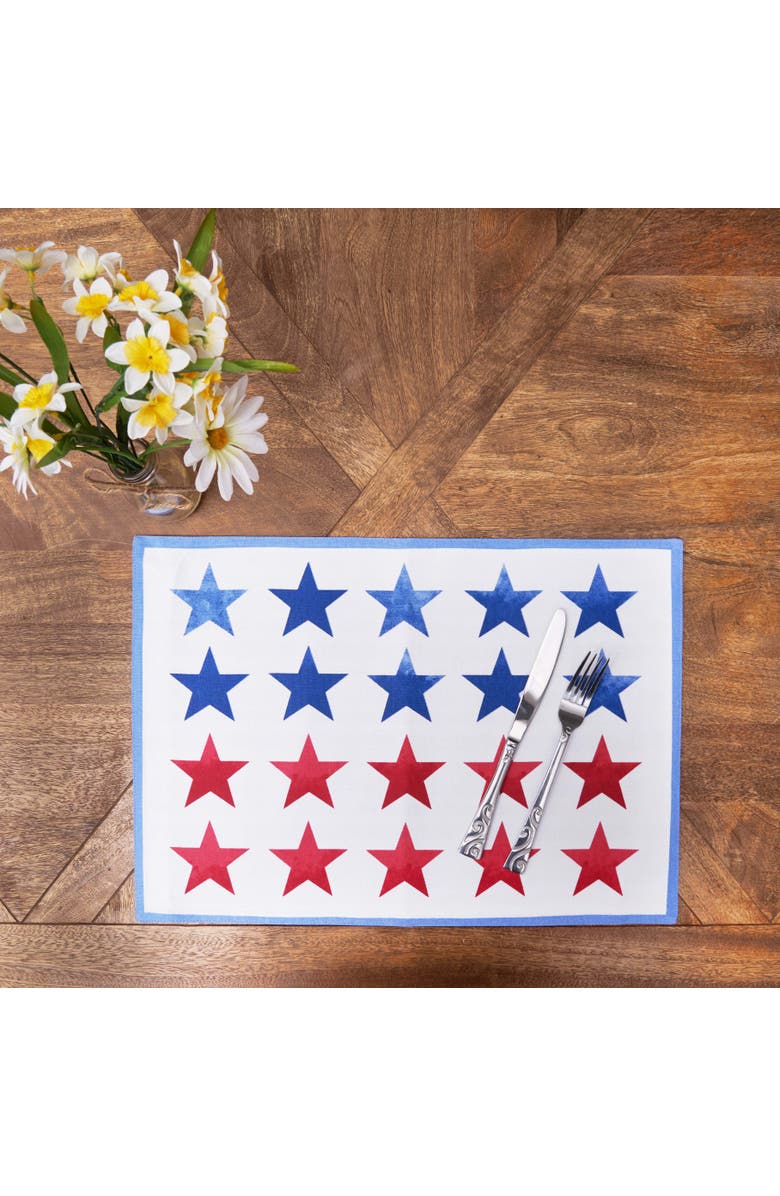 C&F Home Red White & Pow Placemats Set of 6, 14" x 20", Alternate, color, Blue