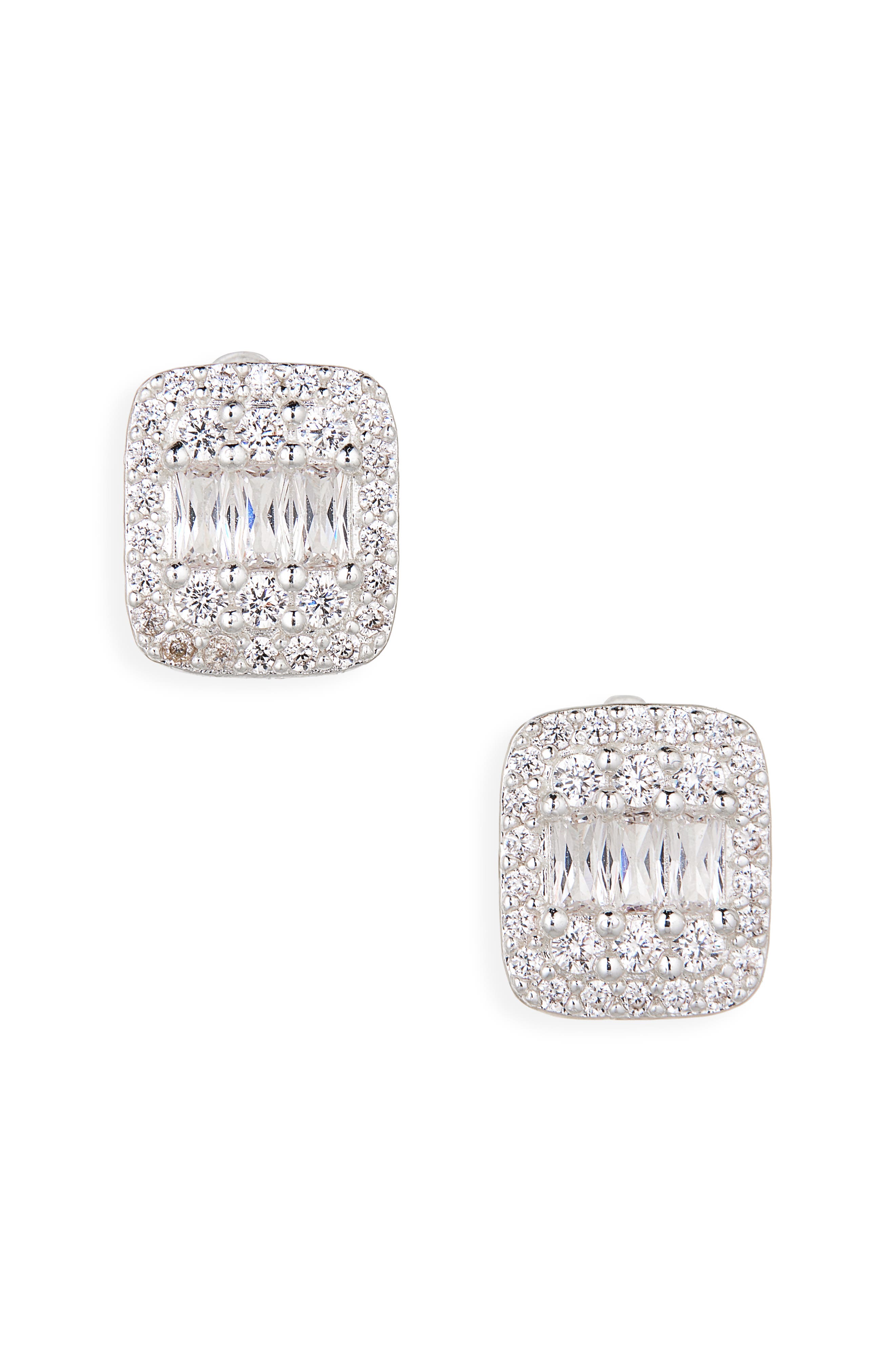 NORDSTROM RACK Cubic Zirconia Emerald Cut Stud Earrings