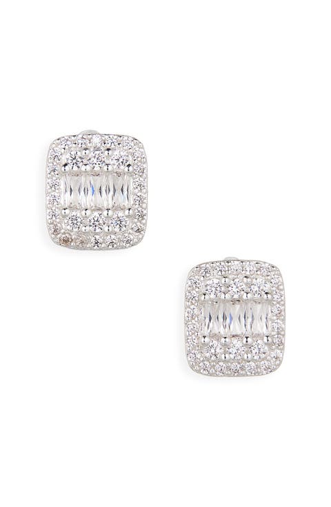 Cubic Zirconia Emerald Cut Stud Earrings