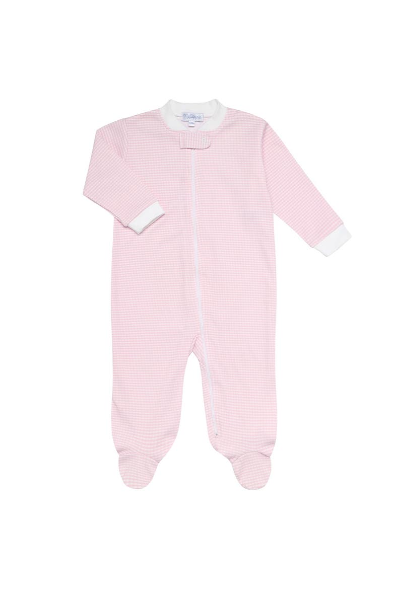 Nellapima Pink Gingham Zipper Footie - Baby, Alternate, color, Pink