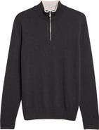 Eleventy Tipped Cashmere Half Zip Sweater