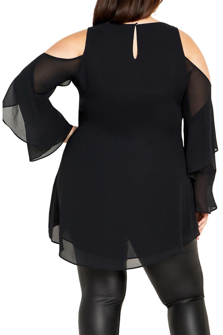 Cold Shoulder High-Low Top, Alternate, color, BLACK
