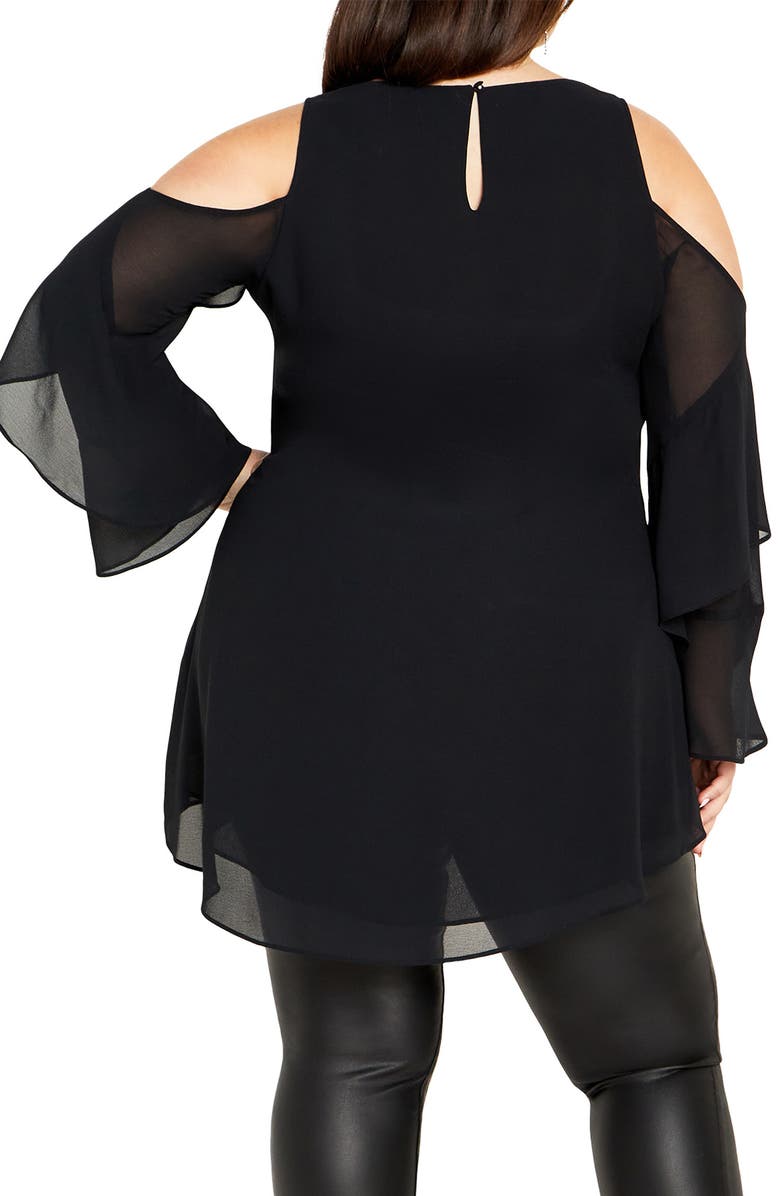 City Chic Cold Shoulder High-Low Top, Alternate, color, 