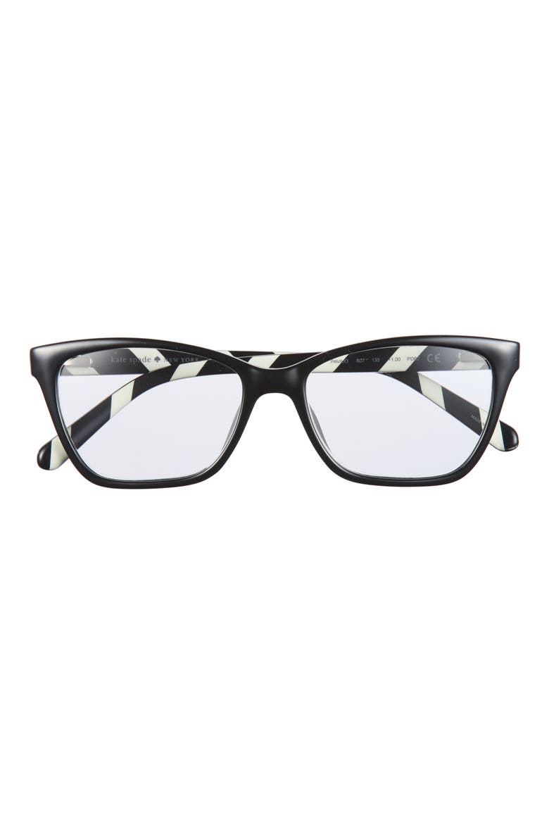 Pava 52mm Rectangular Reading Glasses, Main, color, BLACK