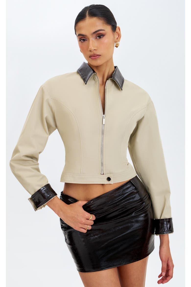 Vivian Faux Leather Low-Rise Mini Skirt, Alternate, color, Mocha