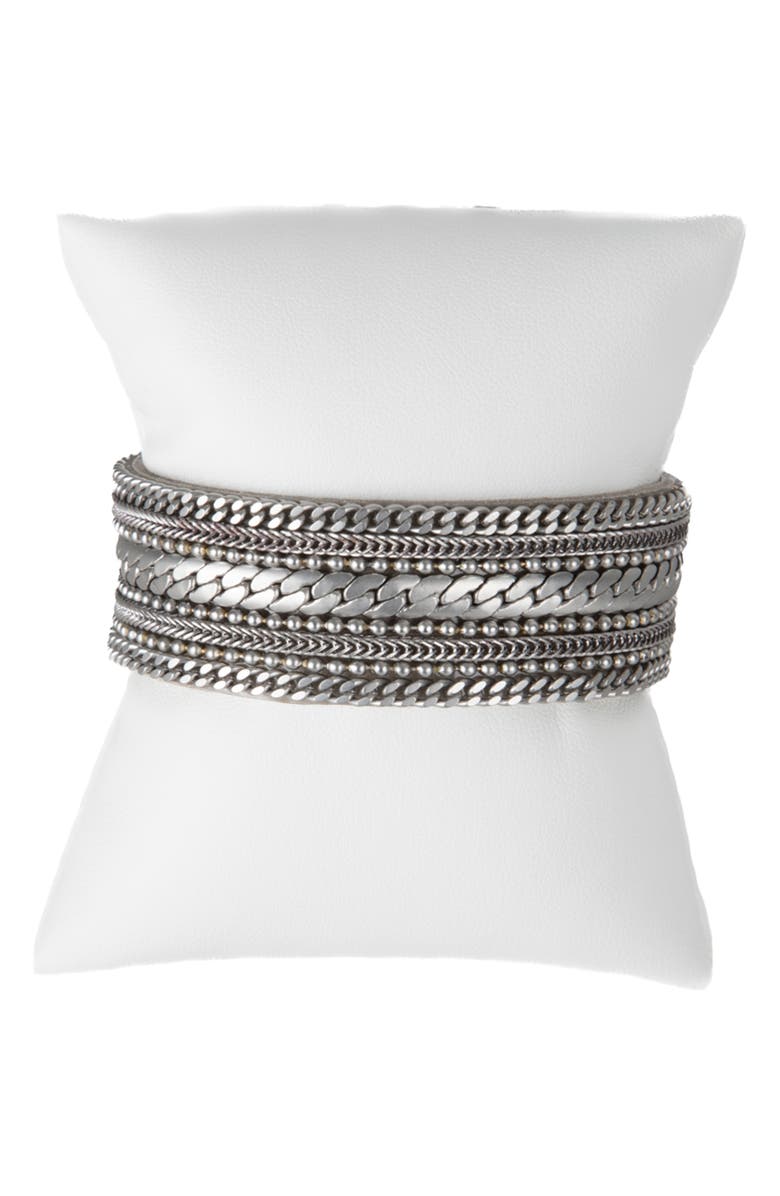 SAACHI Leather Chain Bracelet, Alternate, color, Silver