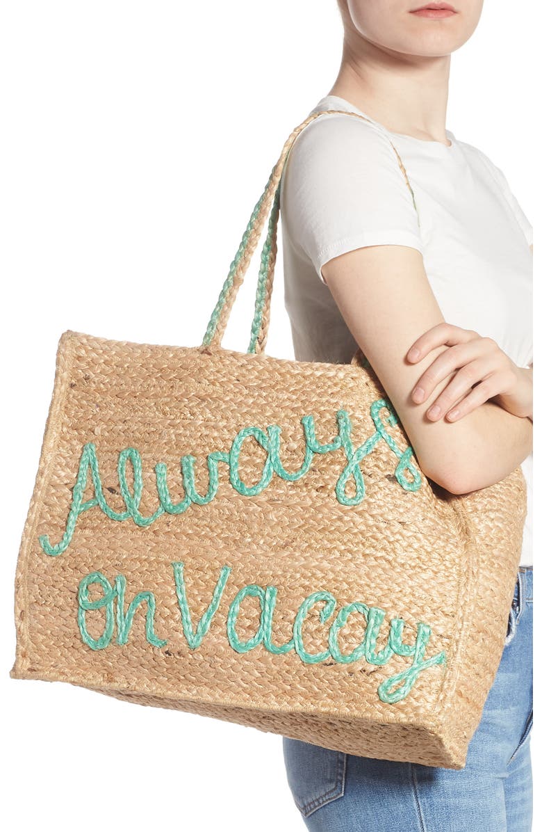 Shiraleah Always on Vacation Jute Tote, Alternate, color,