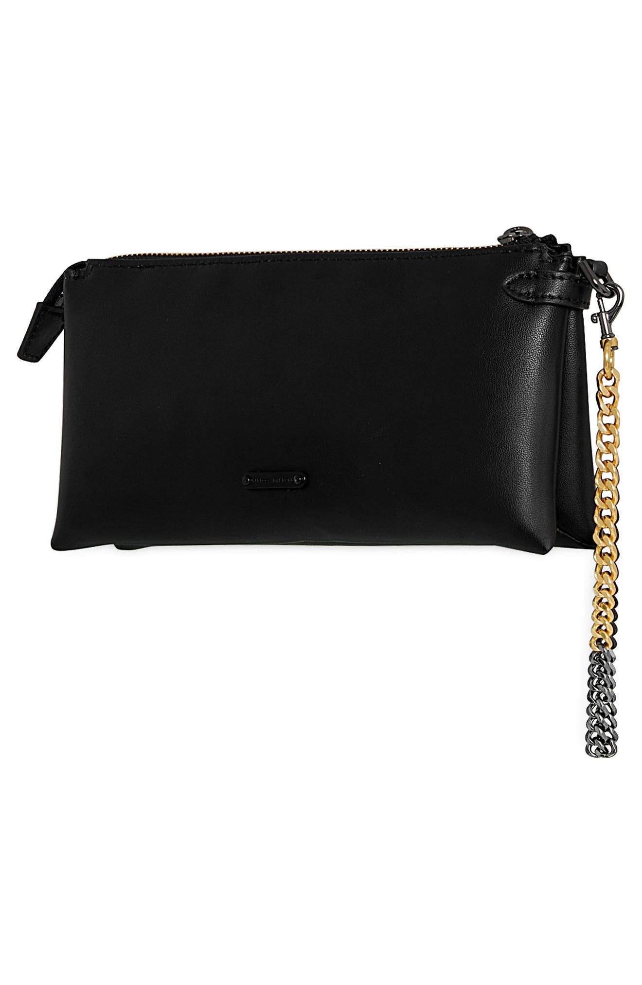 Cuff Me Up Studded Leather Clutch, Alternate, color, BLACK