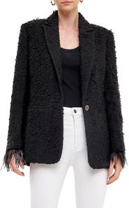 Endless Rose Feather Cuff Tweed Blazer