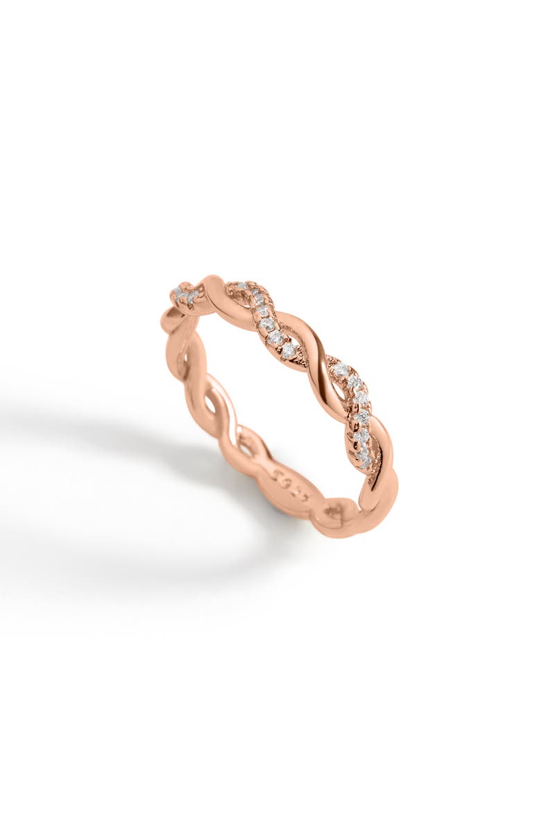 Mint & Lily Dainty Pave Twist Stacking Ring, Main, color, 18K Rose Gold Vermeil