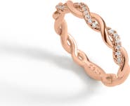 Mint & Lily Dainty Pave Twist Stacking Ring