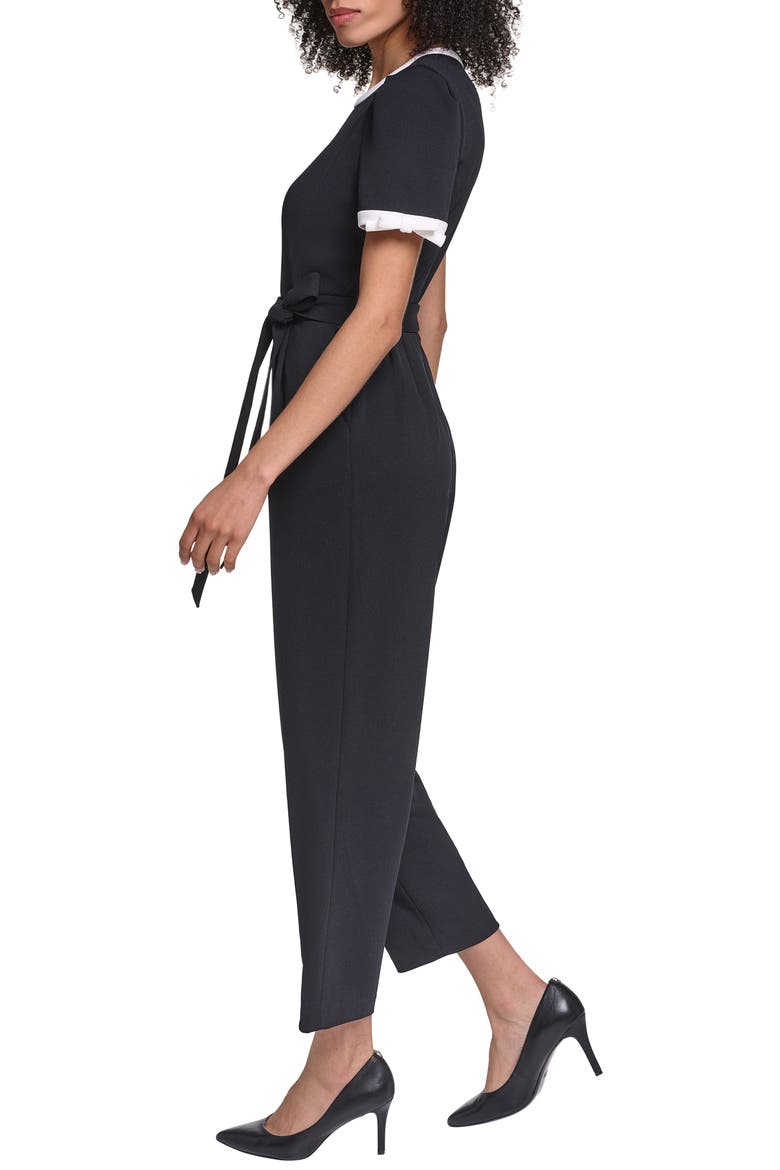Scuba Crepe Jumpsuit, Alternate, color, BLACK/ SOFT WHITE