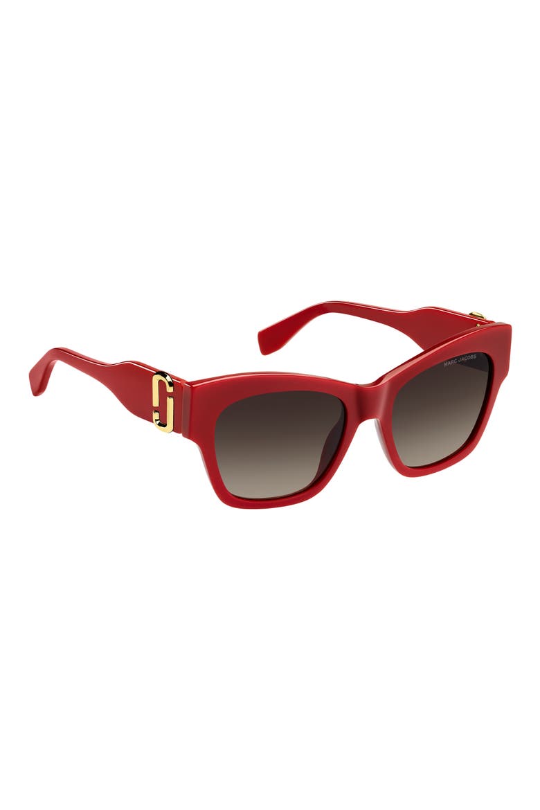 54mm Gradient Rectangular Sunglasses, Alternate, color, RED/ BROWN