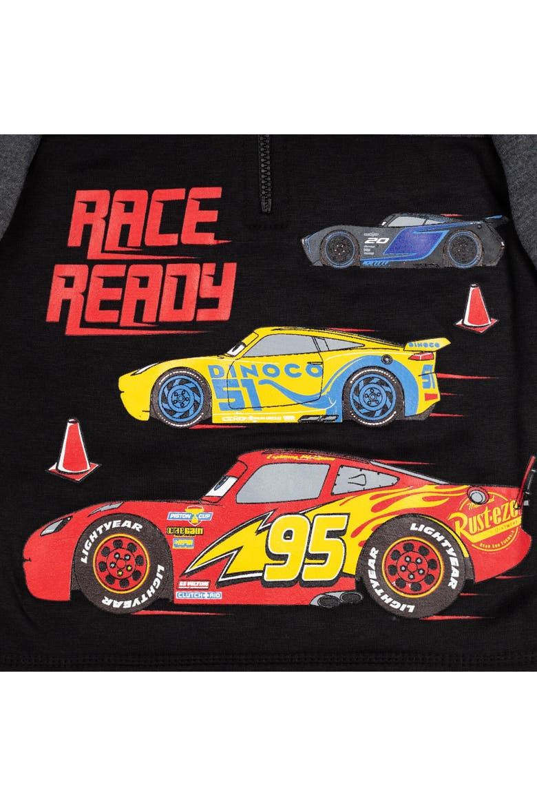 Cars Lightning McQueen Half Zip Hoodie, Alternate, color, Charcoal Heather Grey / Black