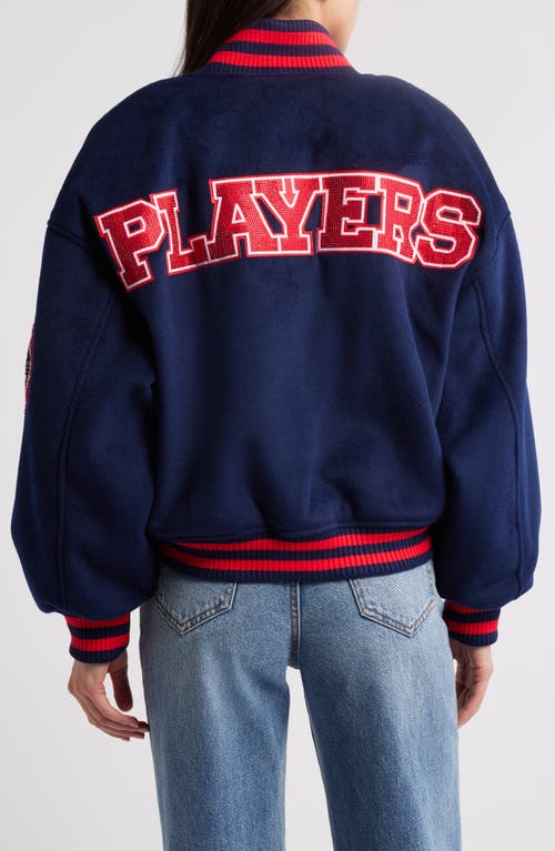 Nasty Gal Tailored Varsity Bomber Jacket In Navy