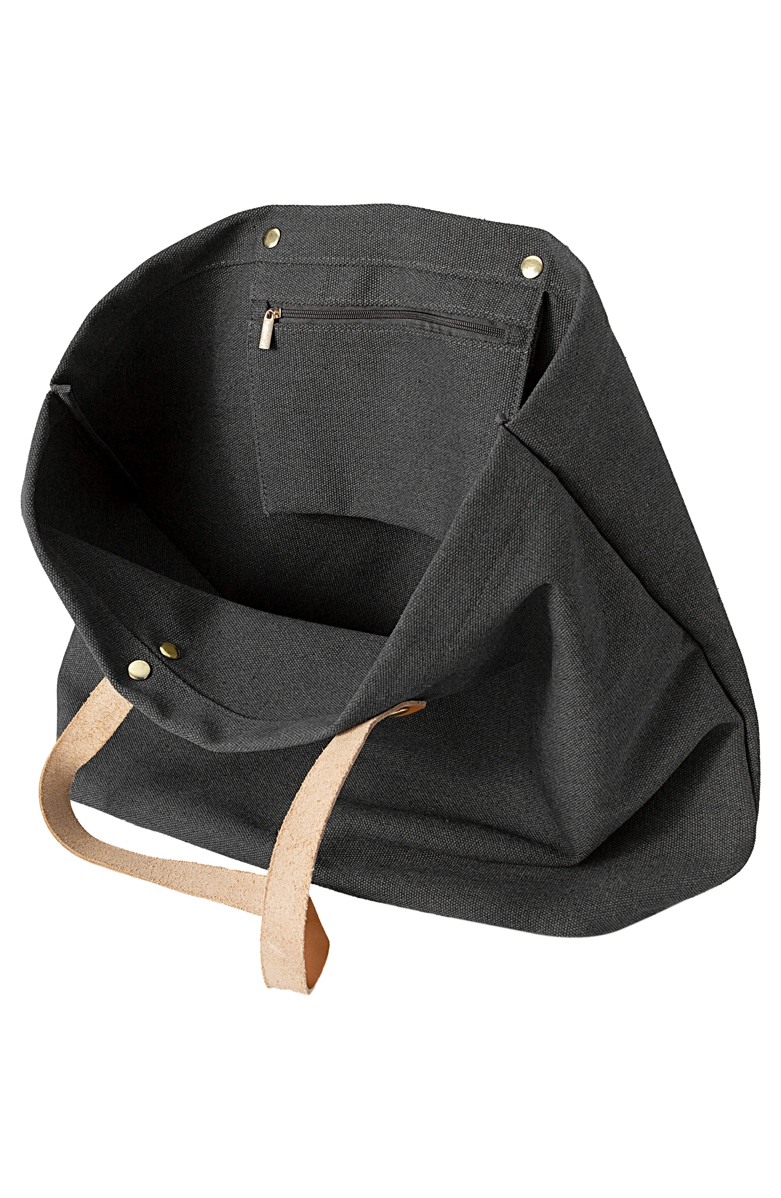 Monogram Washed Canvas Tote, Alternate, color, BLACK-L