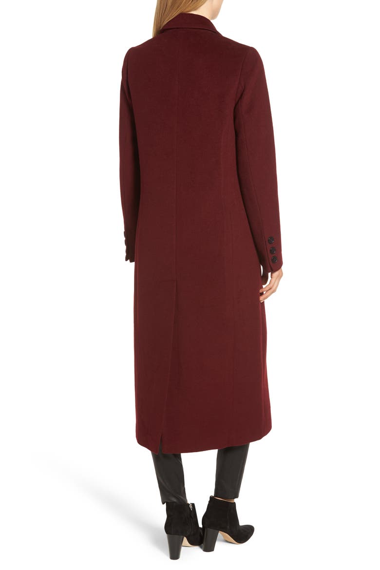 Wool Blend Menswear Coat, Alternate, color, BURGUNDY