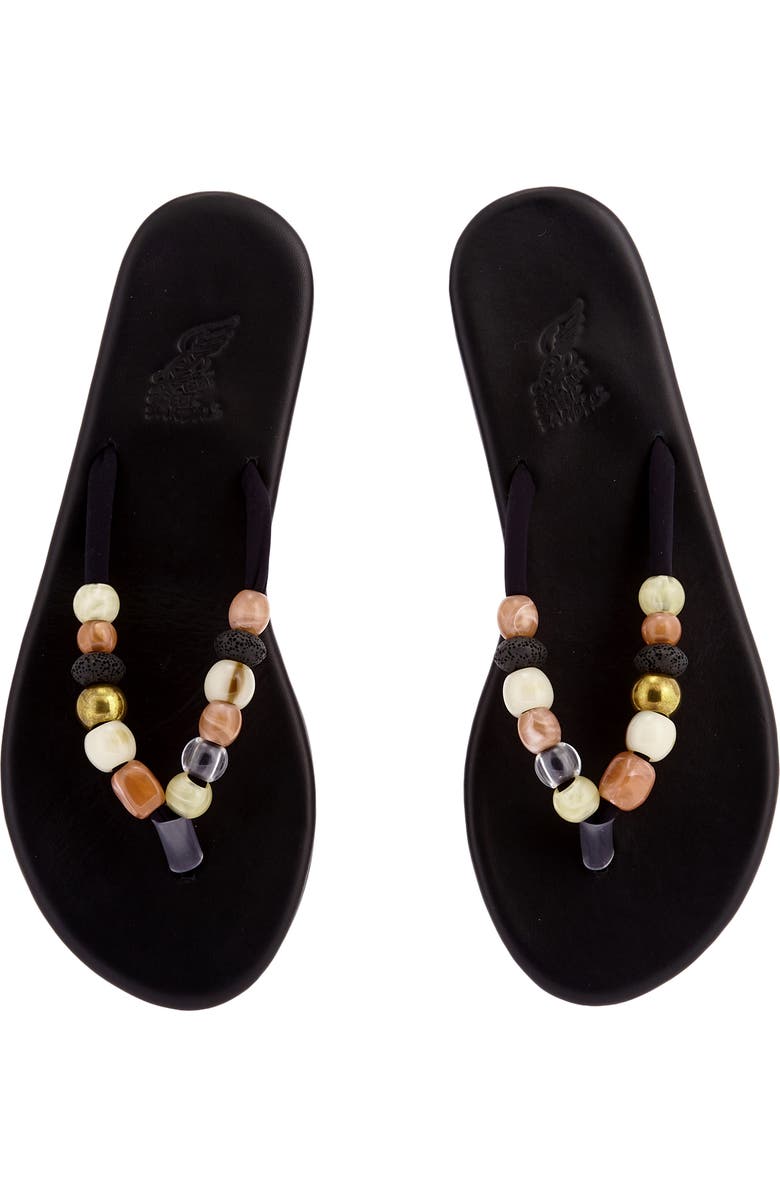 Ancient Greek Sandals Saionara Beaded Flip Flop, Alternate, color, Black