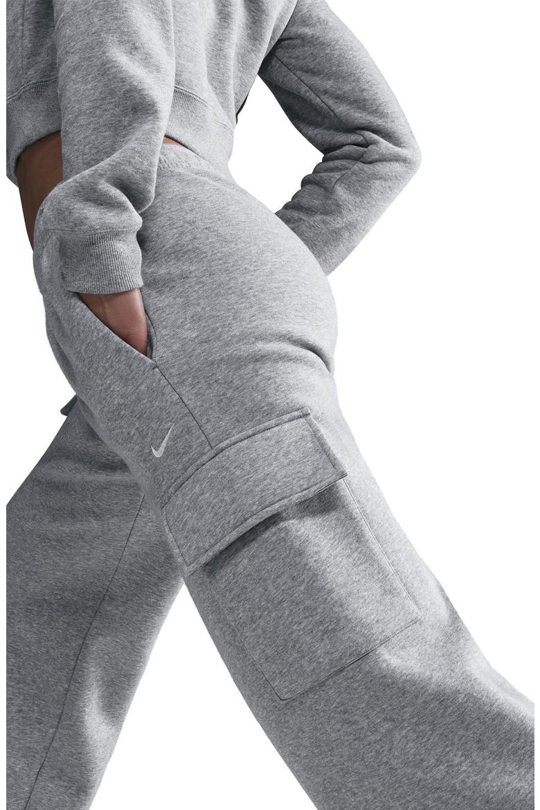 Sportswear Phoenix Fleece Wide Leg Cargo Sweatpants, Alternate, color, DARK GREY HEATHER/ SAIL