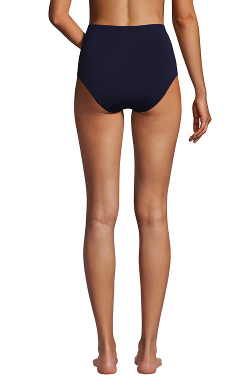 Lands' End Sculpting Suit Chlorine Resistant Targeted Control Retro High Waisted Bikini Swim Bottoms In Deep Sea Navy