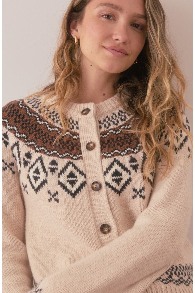 Ava Fair Isle Cardigan, Alternate, color, OATMEAL