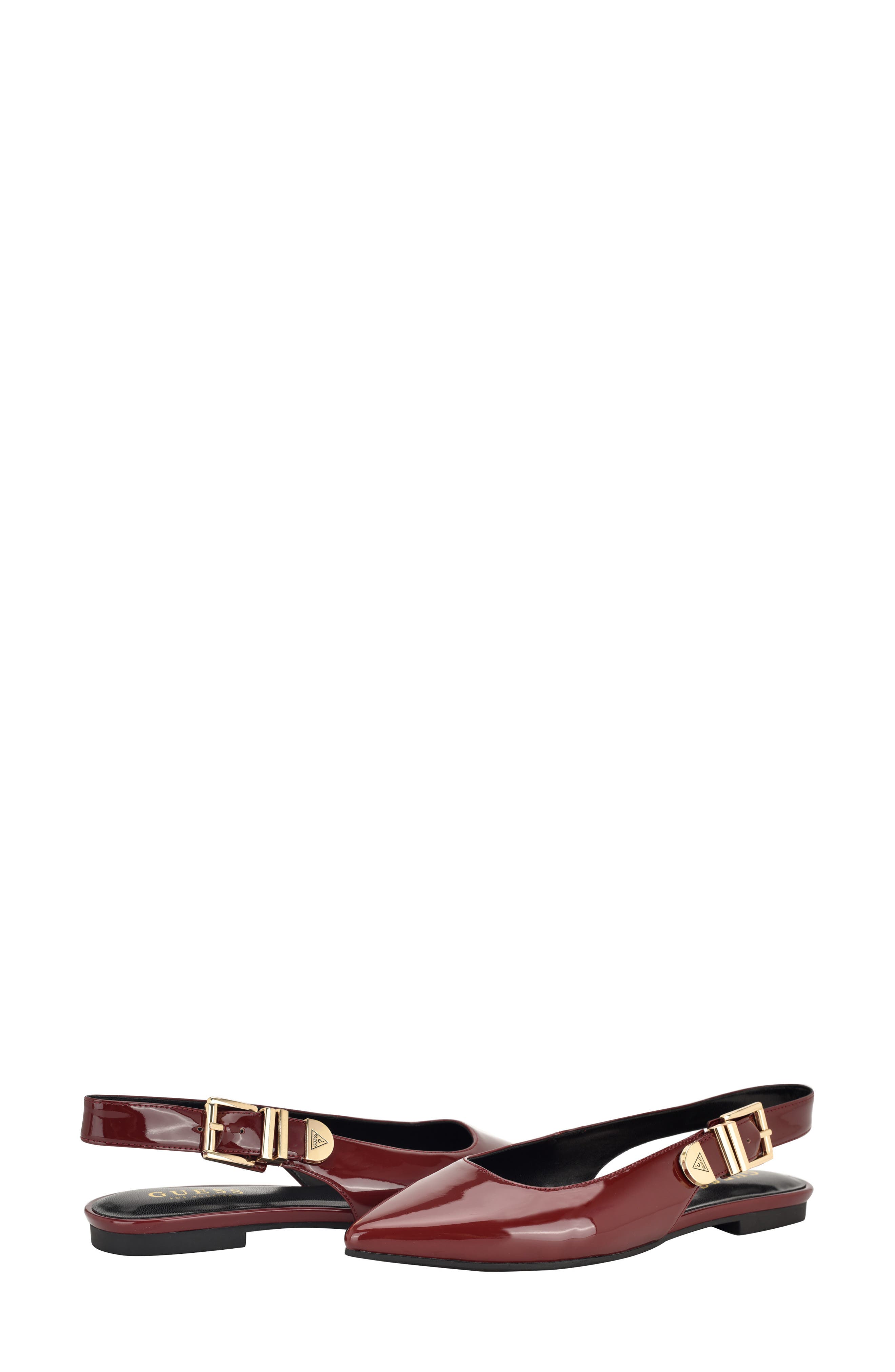 GUESS <p>Elirra Faux Leather Slingback Flat (Women)</p>, Alternate, color, Dark Red