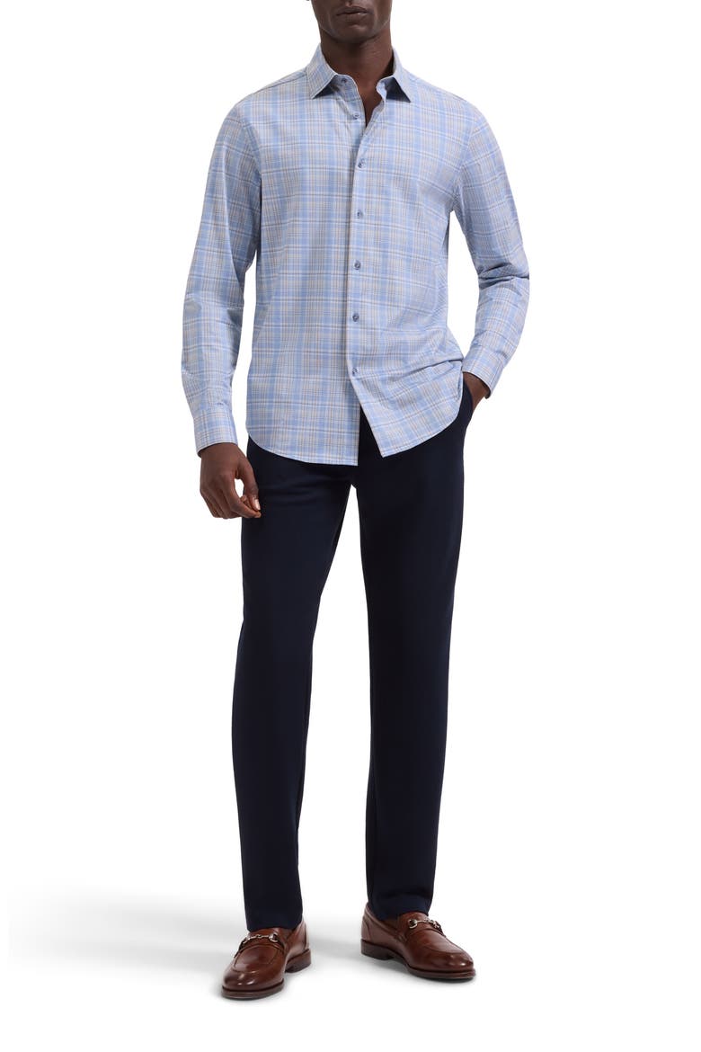 Jimmy OoohCotton® Plaid Button-Up Shirt, Alternate, color, COBALT