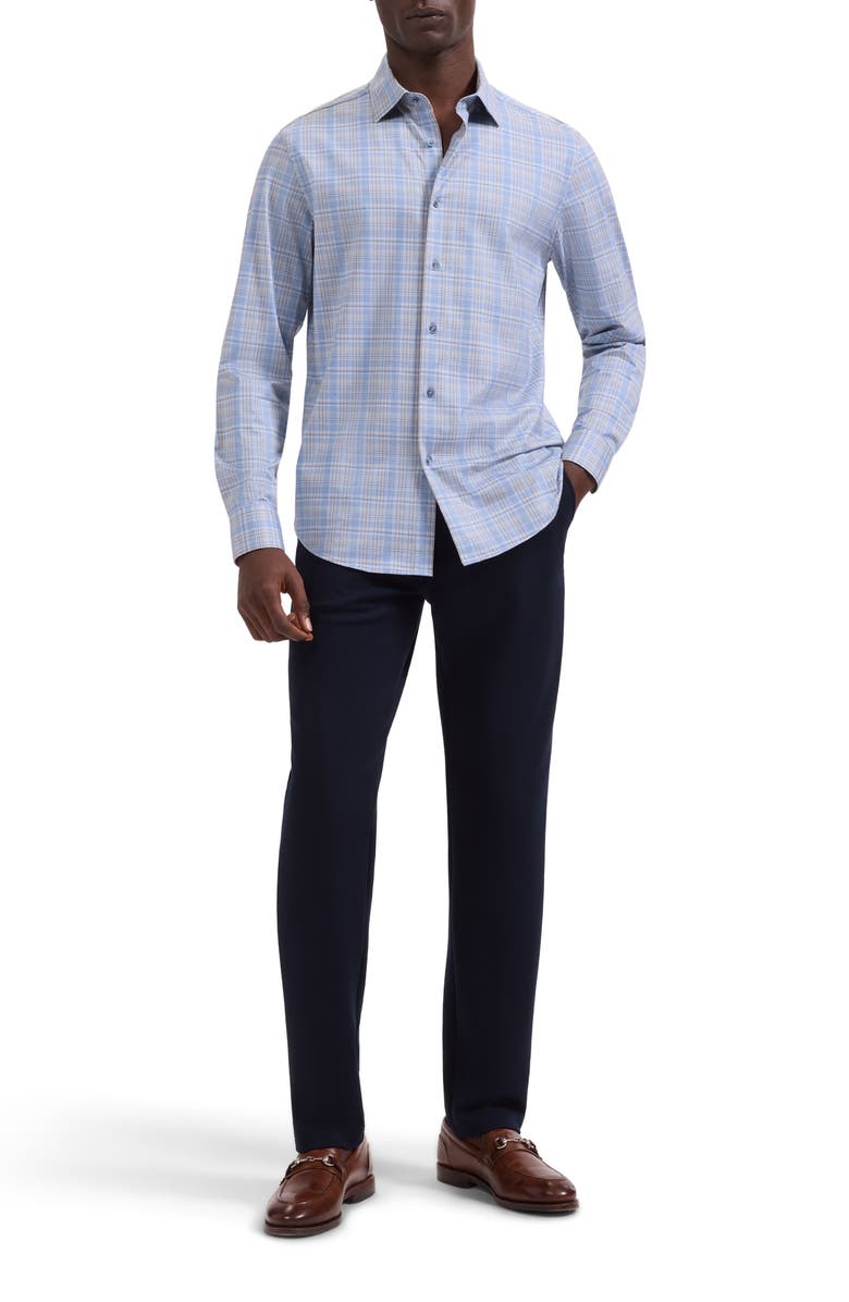 Bugatchi Jimmy OoohCotton<sup>®</sup> Plaid Button-Up Shirt, Alternate, color, Cobalt