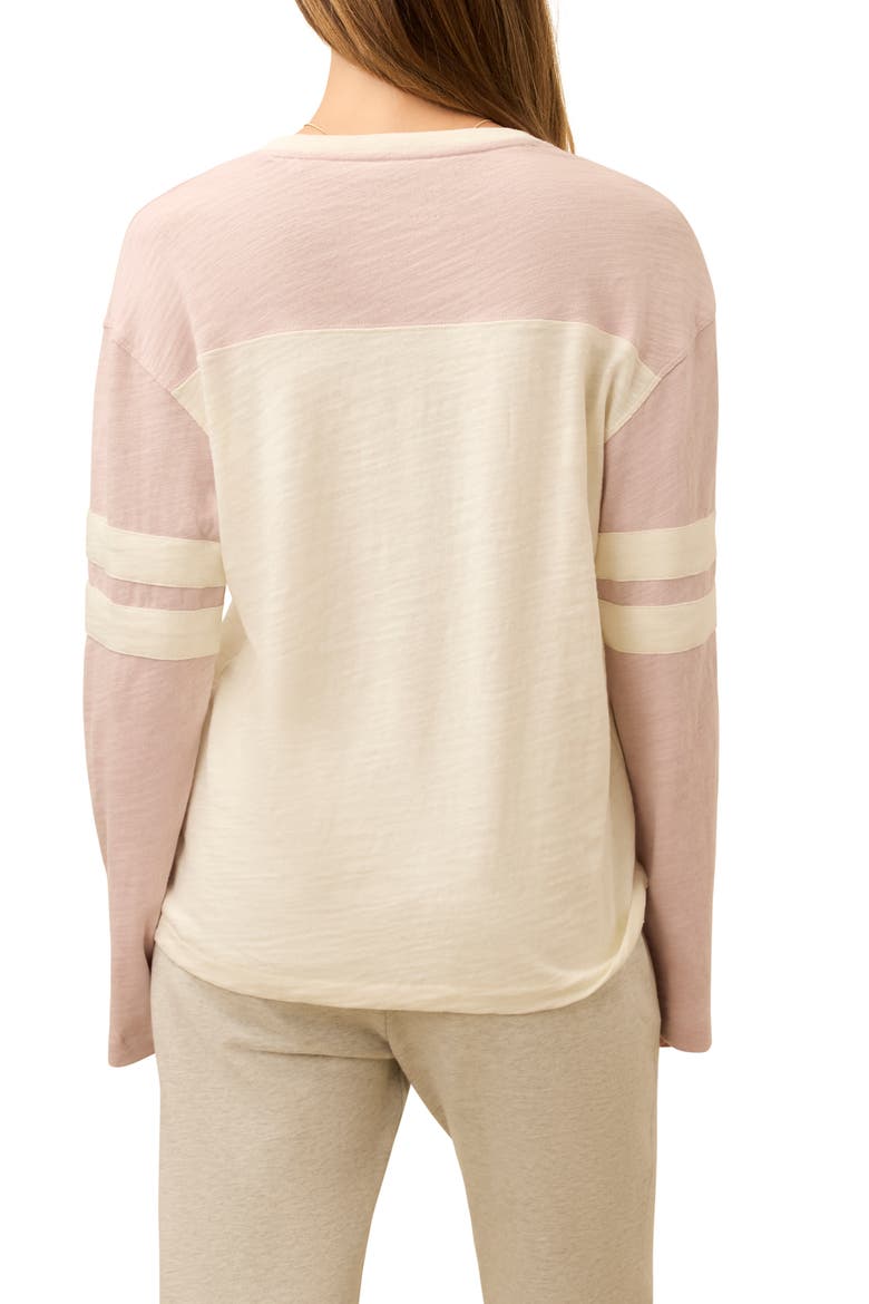 Sunwashed Varsity Long Sleeve Organic Cotton Slub T-Shirt, Alternate, color, VIOLET ICE VARSITY