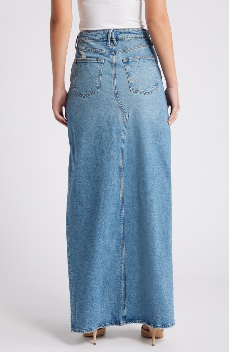 Good American Good Ease Denim Midi Skirt, Alternate, color, Indigo733
