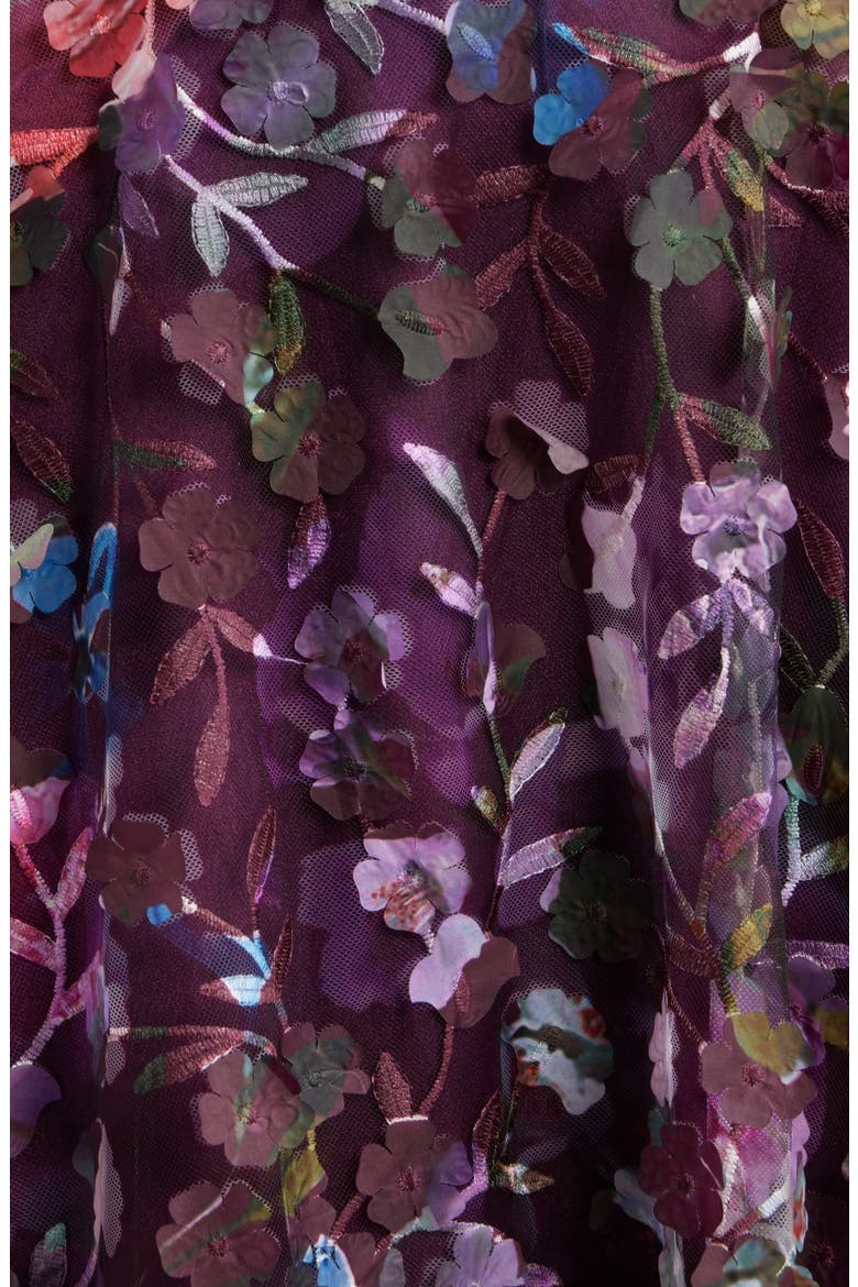 Floral Appliqué Sleeveless Gown, Alternate, color, EGGPLANT