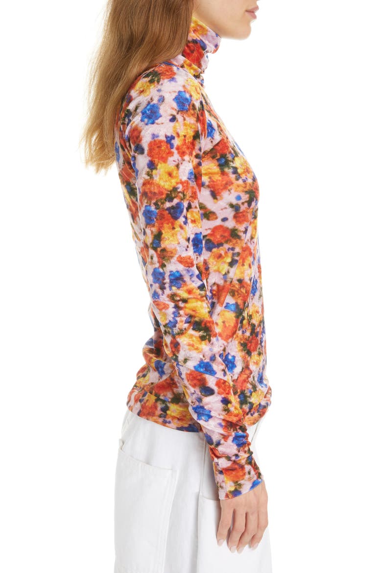 Giloyela Floral Crushed Velvet Turtleneck, Alternate, color, ORANGE