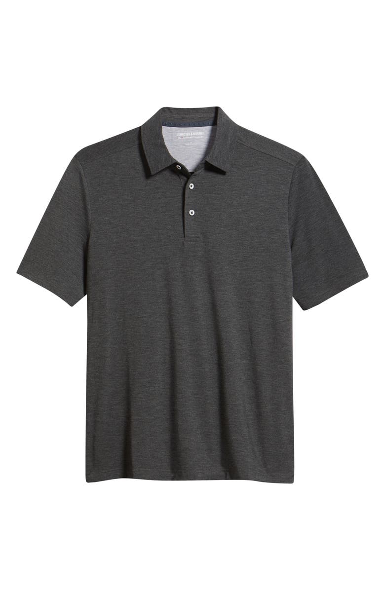 Johnston & Murphy XC+<sup>™</sup> Apex Heathered Performance Polo, Main, color, Charcoal Heather