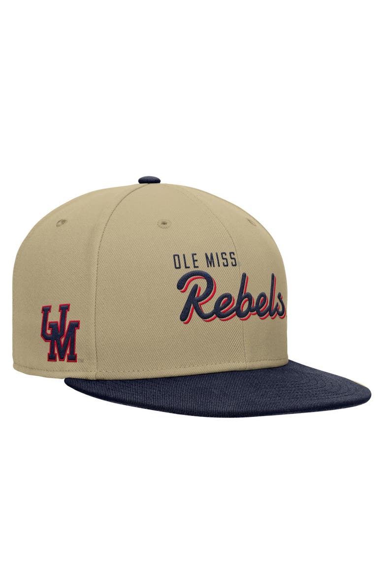 Men's Nike Beige/Navy Ole Miss Rebels Pro Dri-FIT Snapback Hat, Main, color, Beige