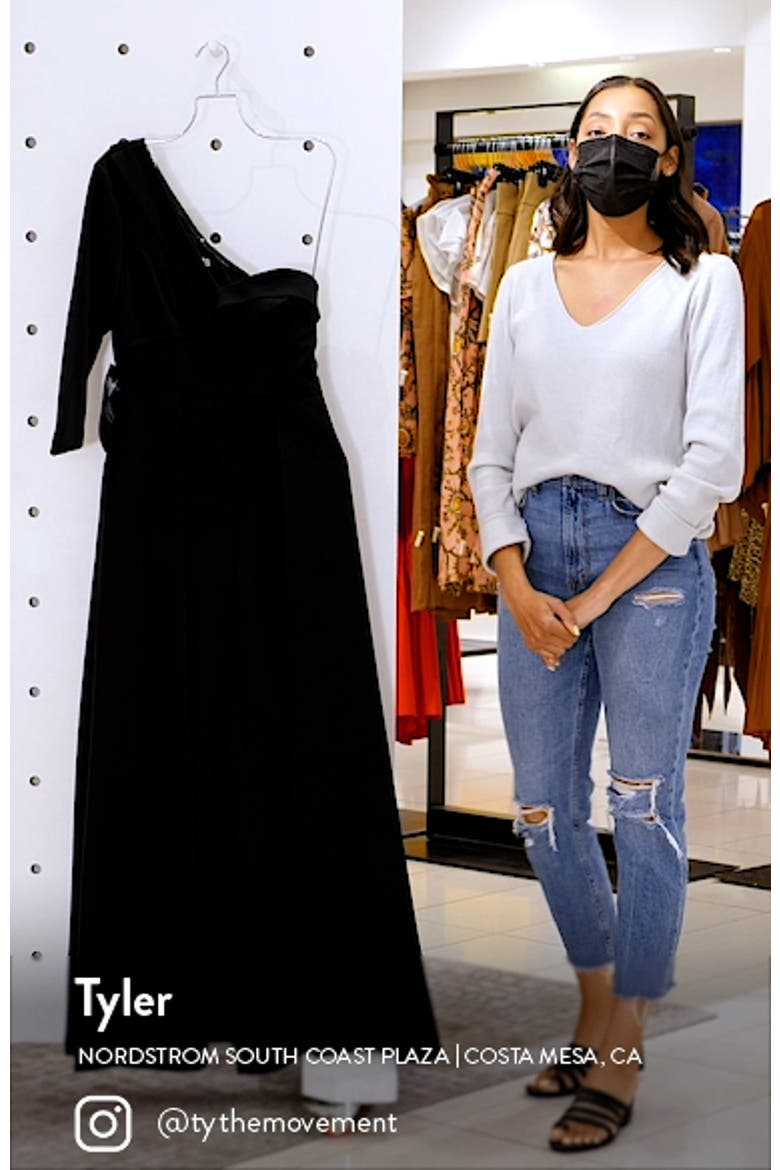 One Shoulder Stretch Crepe Maxi Romper video