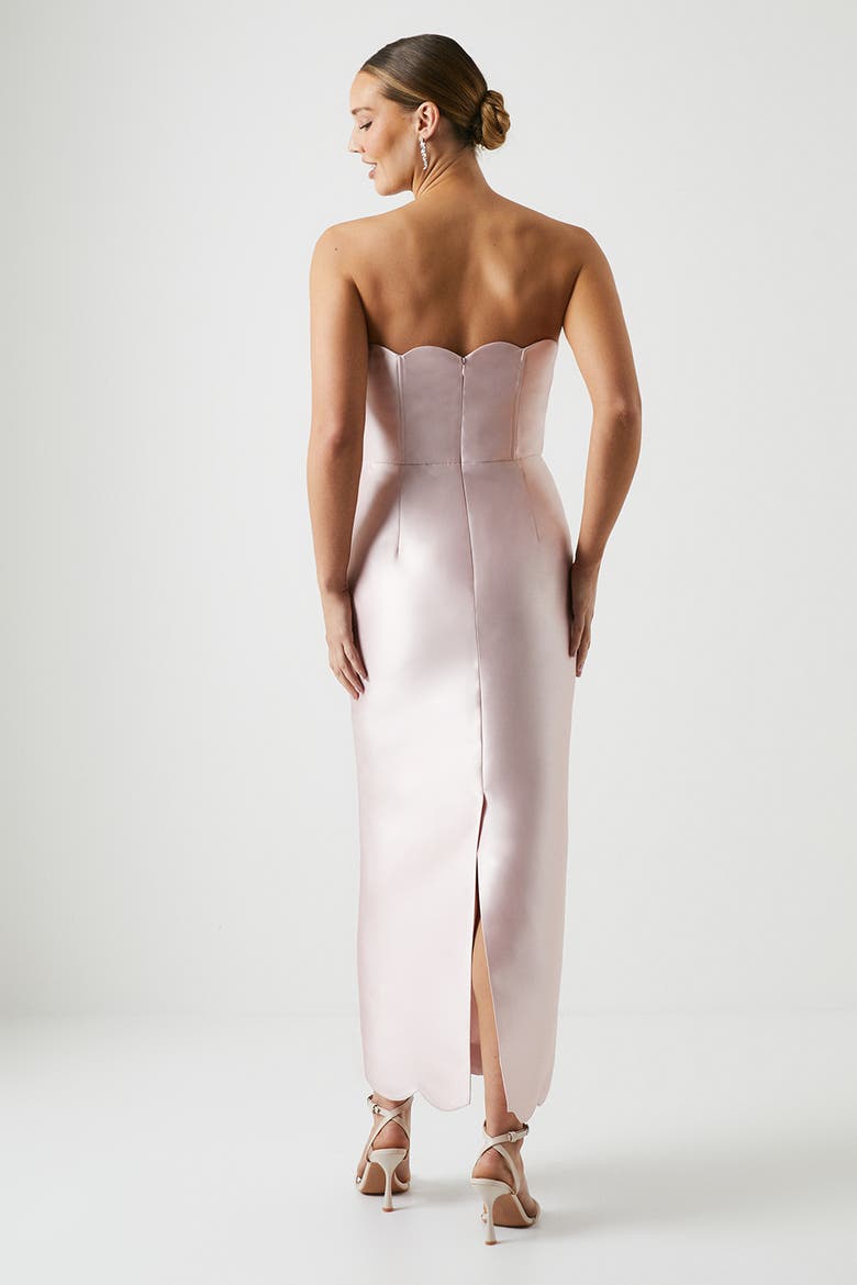 Scallop Twill Column Bridesmaids Dress, Alternate, color, Blush