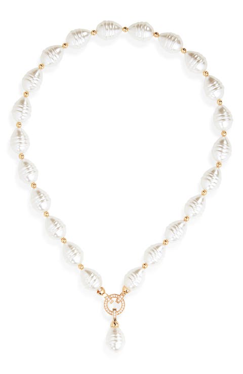 Faux Pearl Pendant Collar Necklace