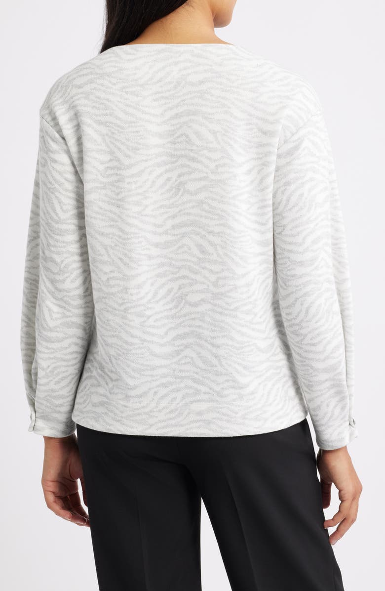 Anne Klein Zebra Stripe Boatneck Knit Top, Alternate, color, 