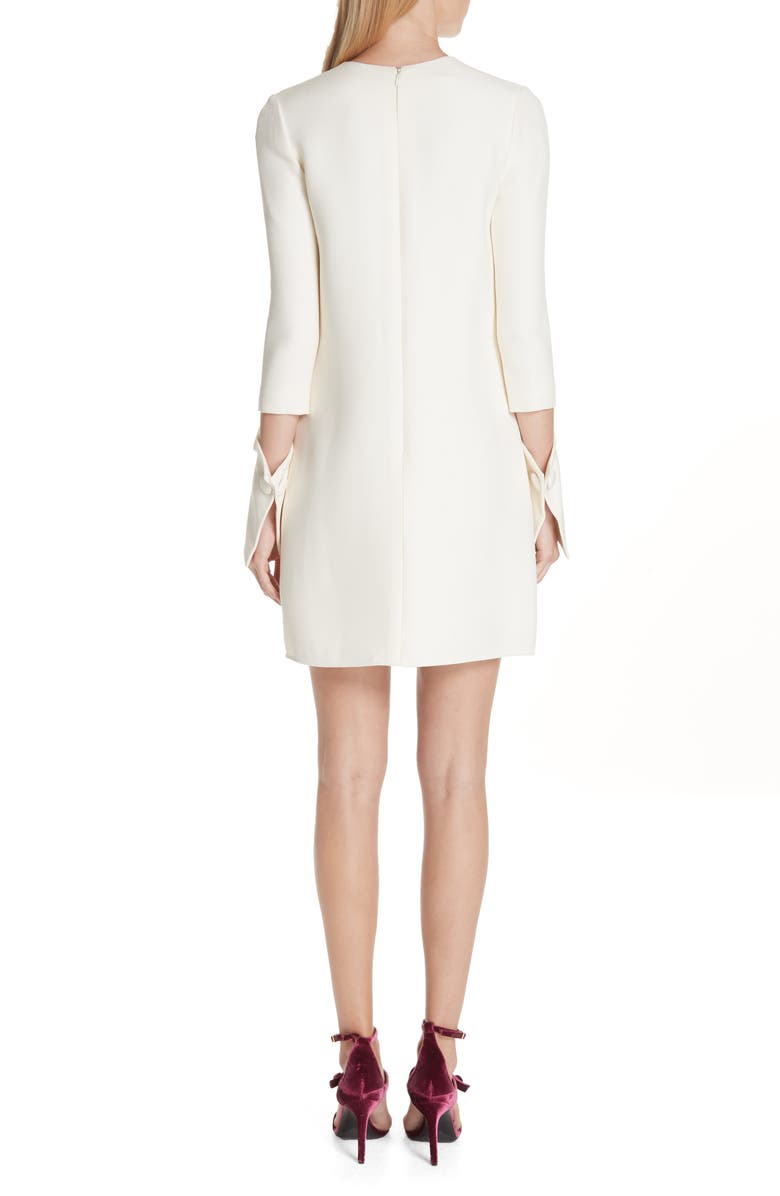 Oscar de la Renta Split Sleeve Wool & Silk Crepe Shift Dress, Alternate, color, 