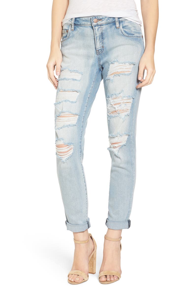 Ripped Skinny Boyfriend Jeans, Main, color, MISSION BAY