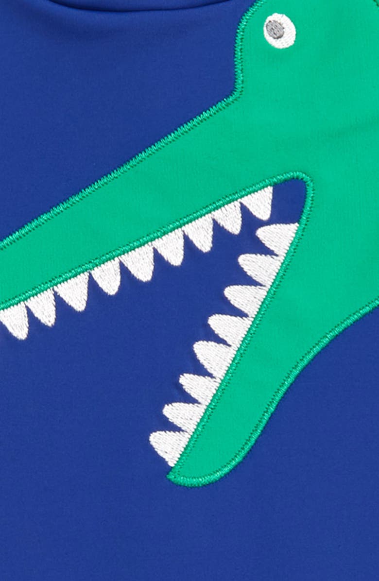 Mini Boden Dinosaur One-Piece Rashguard Swimsuit & Sun Hat Set, Alternate, color,